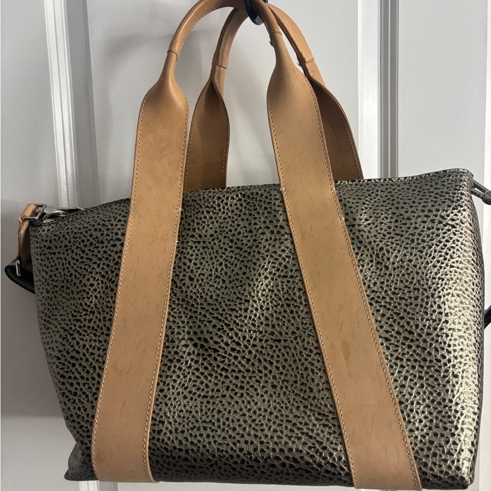 Consuela Metallic and Tan Textured Tote - Picture 4 of 4